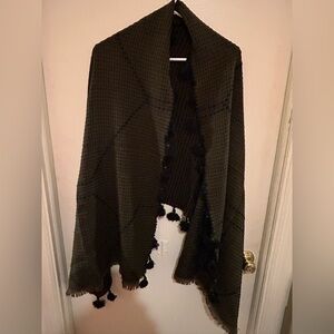 Madewell Black and Green-ish Brown Scarf Wrap